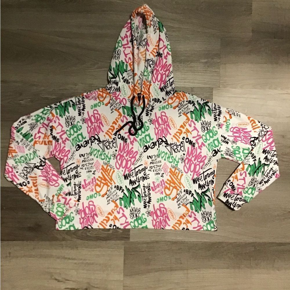 Almost Famous Graffiti Crop Hoodie XL - Picture 2 of 4